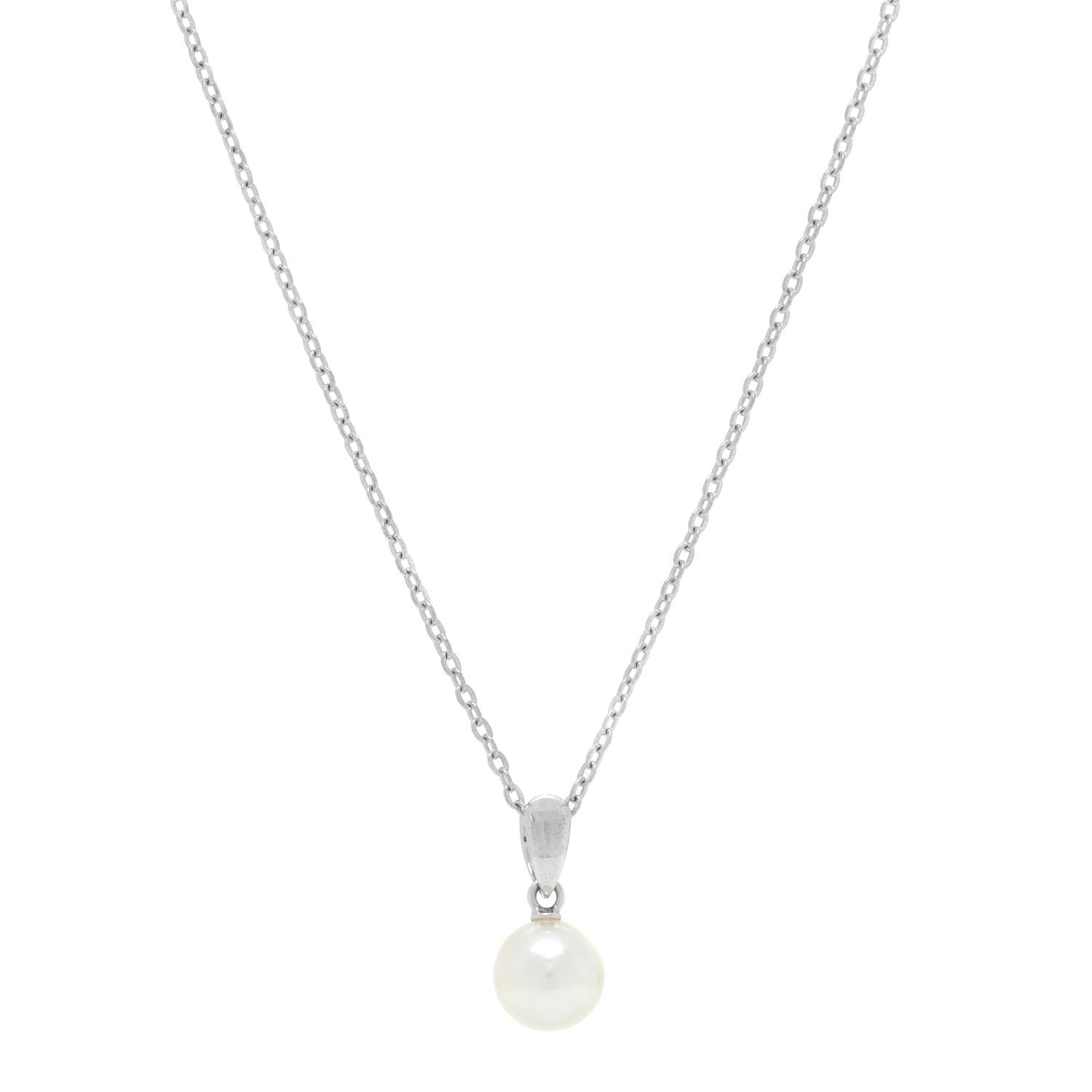 Mikimoto Sterling Silver Akoya Pearl 7mm Drop Pendant Necklace 1 of 6