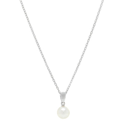 Mikimoto Sterling Silver Akoya Pearl 7mm Drop Pendant Necklace 1 of 6