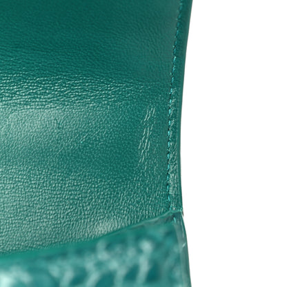 Balenciaga Shiny Calfskin Crocodile Embossed Hourglass Top Handle Bag XS Dark Turquoise 10 of 18