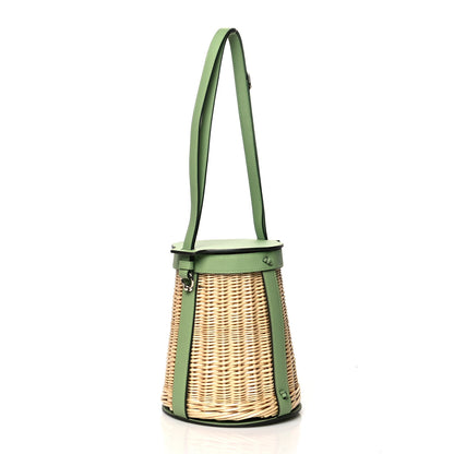 Hermes Swift Wicker Sac Farming Picnic Bag Naturel Vert Criquet 2 of 8