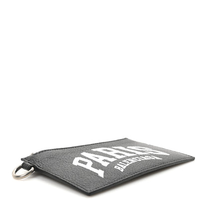 Balenciaga Grained Calfskin Paris Logo Cash Coin Card Holder On Keychain Black 4 of 10