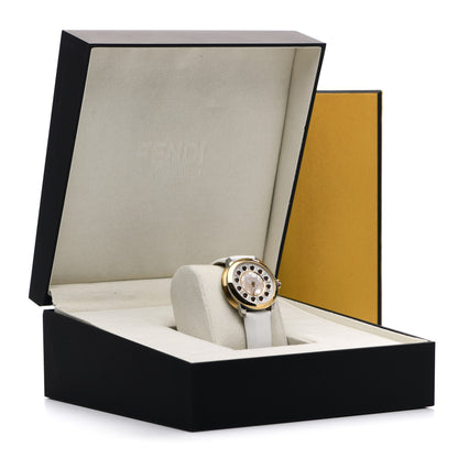 Fendi Stainless Steel Calfskin Mother of Pearl Topaz Spinel 38mm Ishine Rotating Gem Quartz Watch 7 of 7