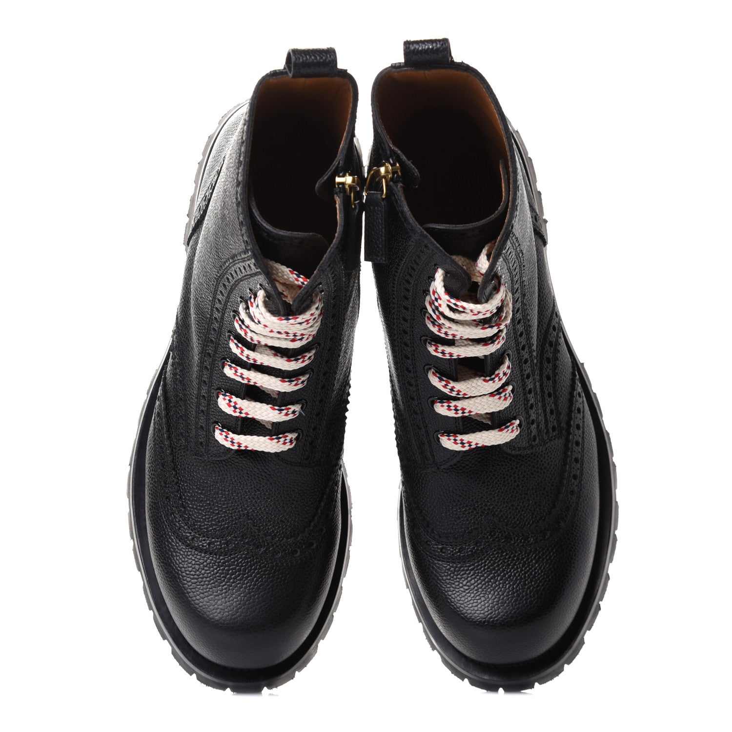 Gucci Grained Calfskin Mens Lace Up Combat Boots 11 Black 10 of 20