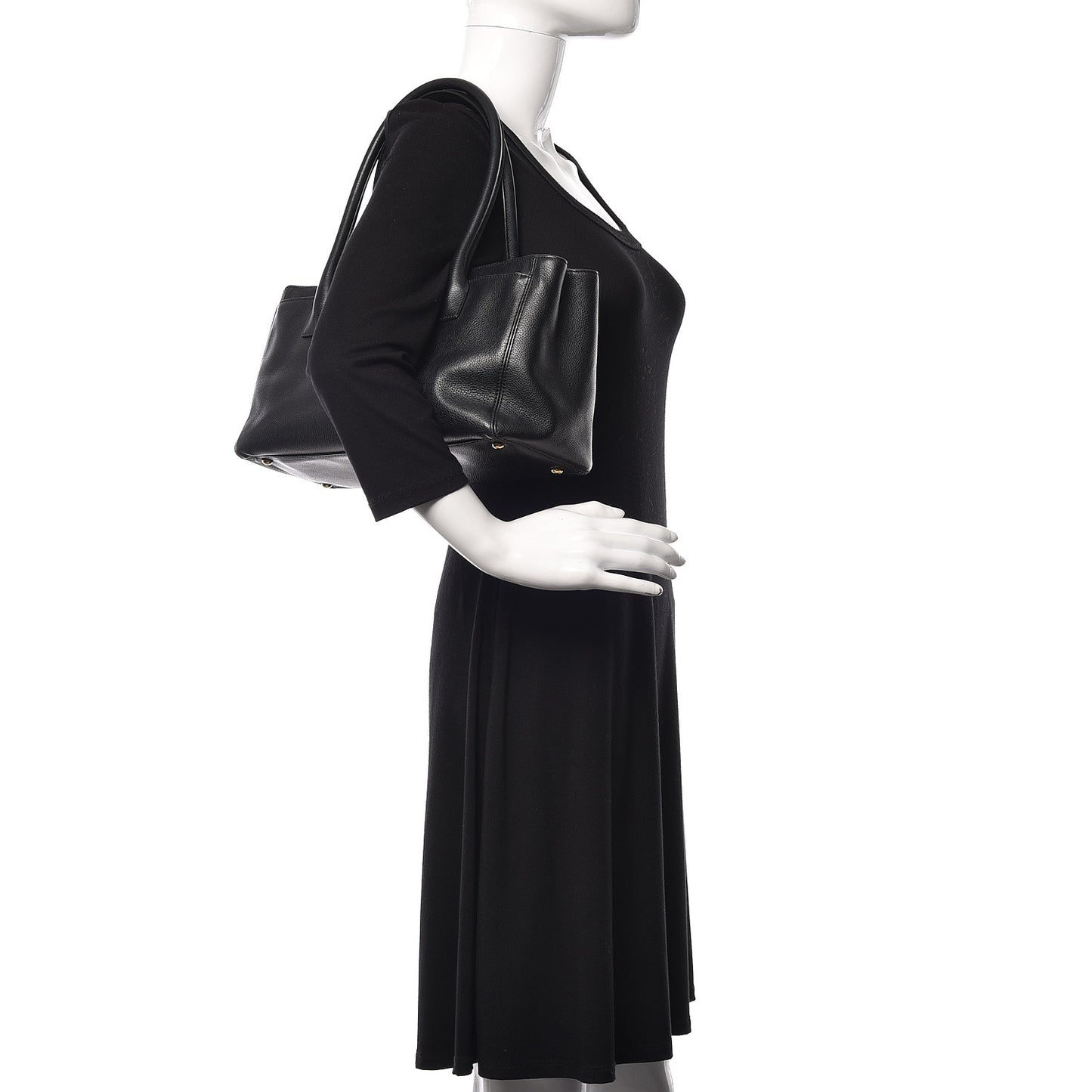 Calfskin Small Cerf Shopper Tote Black