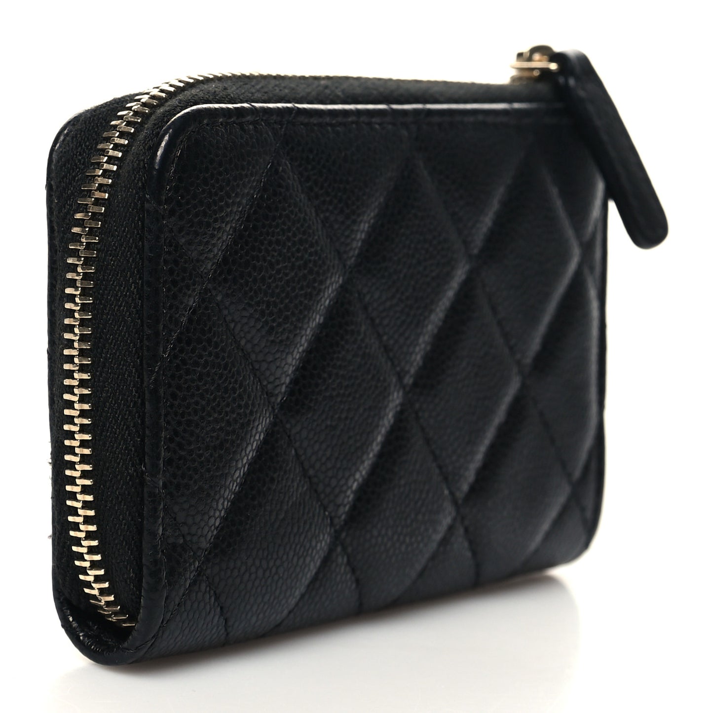 Caviar Quilted Zipped Key Holder Case Black
