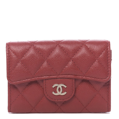 Chanel Caviar Quilted Flap Card Holder Wallet Red 1 of 9