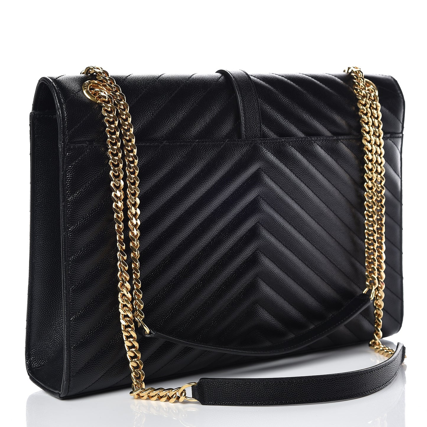 Grain De Poudre Matelasse Chevron Large Monogram Satchel Black