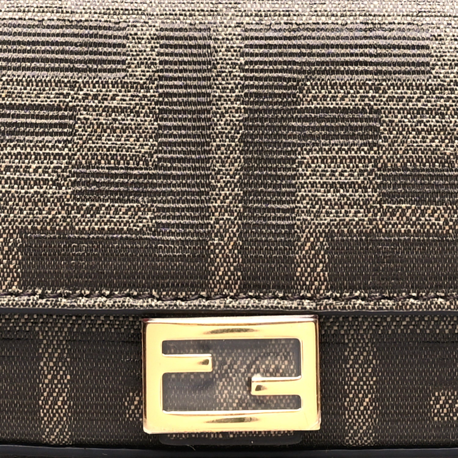 Fendi Glazed Fabric FF 1974 Belt Hip Belt Baguette Bag Mogano Panna 5 of 12