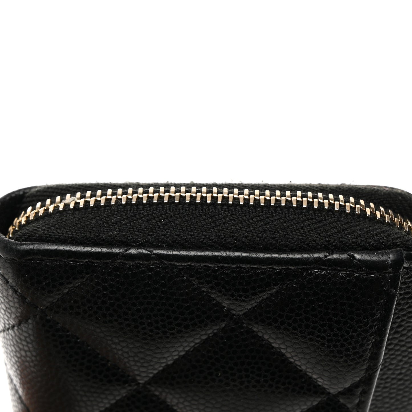 Caviar Quilted Medium Zip Around Wallet Black