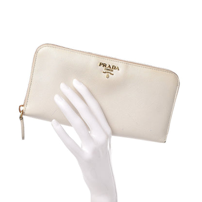 Prada Saffiano Metal Zip Around Wallet Talco 2 of 17