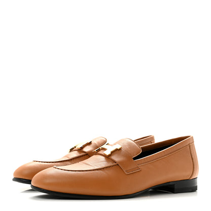 Hermes Goatskin Womens Paris Loafers 36.5 Gold 4 of 10
