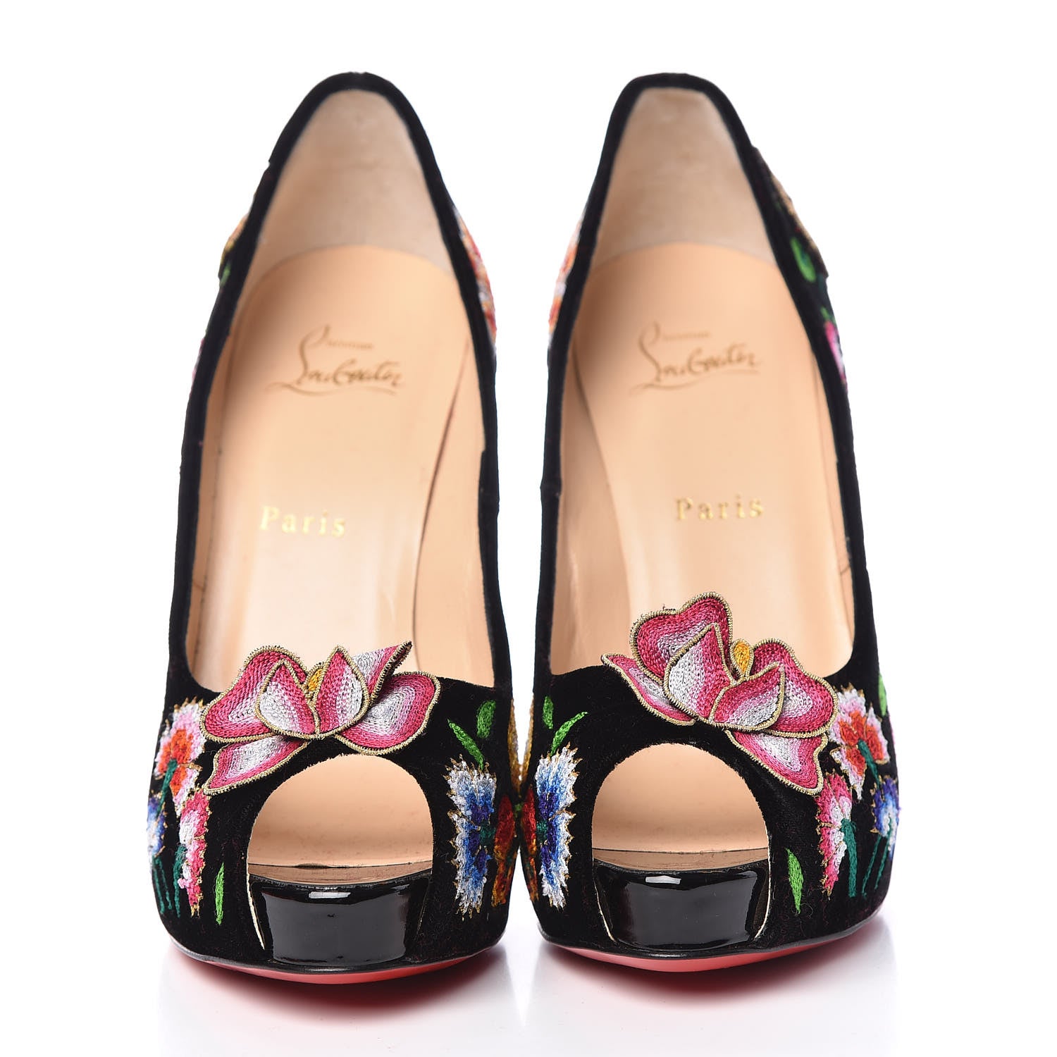 Christian Louboutin Suede Embroidered Folklo 120 Pumps 39 Multi 2 of 12