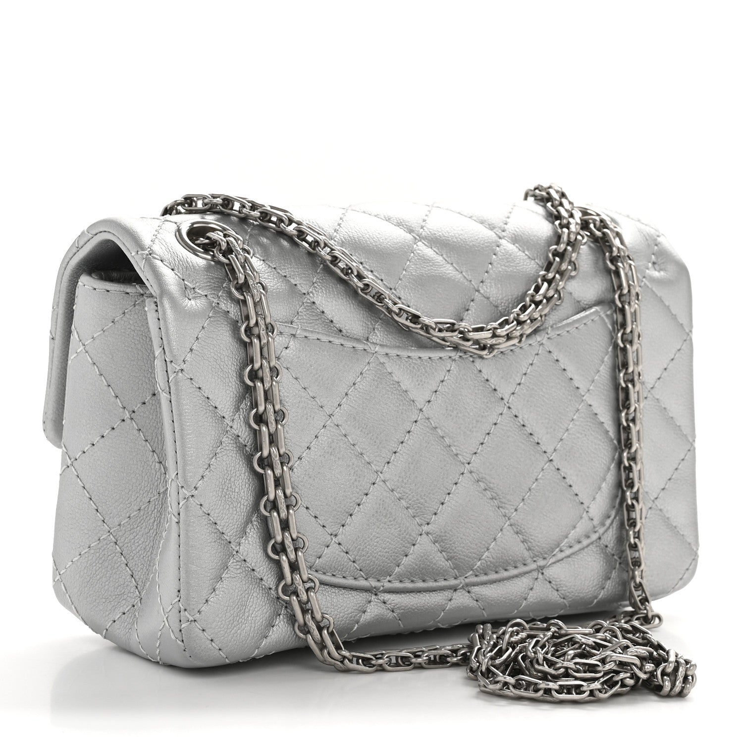 Chanel Metallic Grained Calfskin Quilted 2.55 Reissue Mini Flap Argent 3 of 11