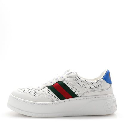 Gucci Calfskin Web Perforated Womens Platform 55mm Sneakers 38.5 White Bright Splash 1 of 10