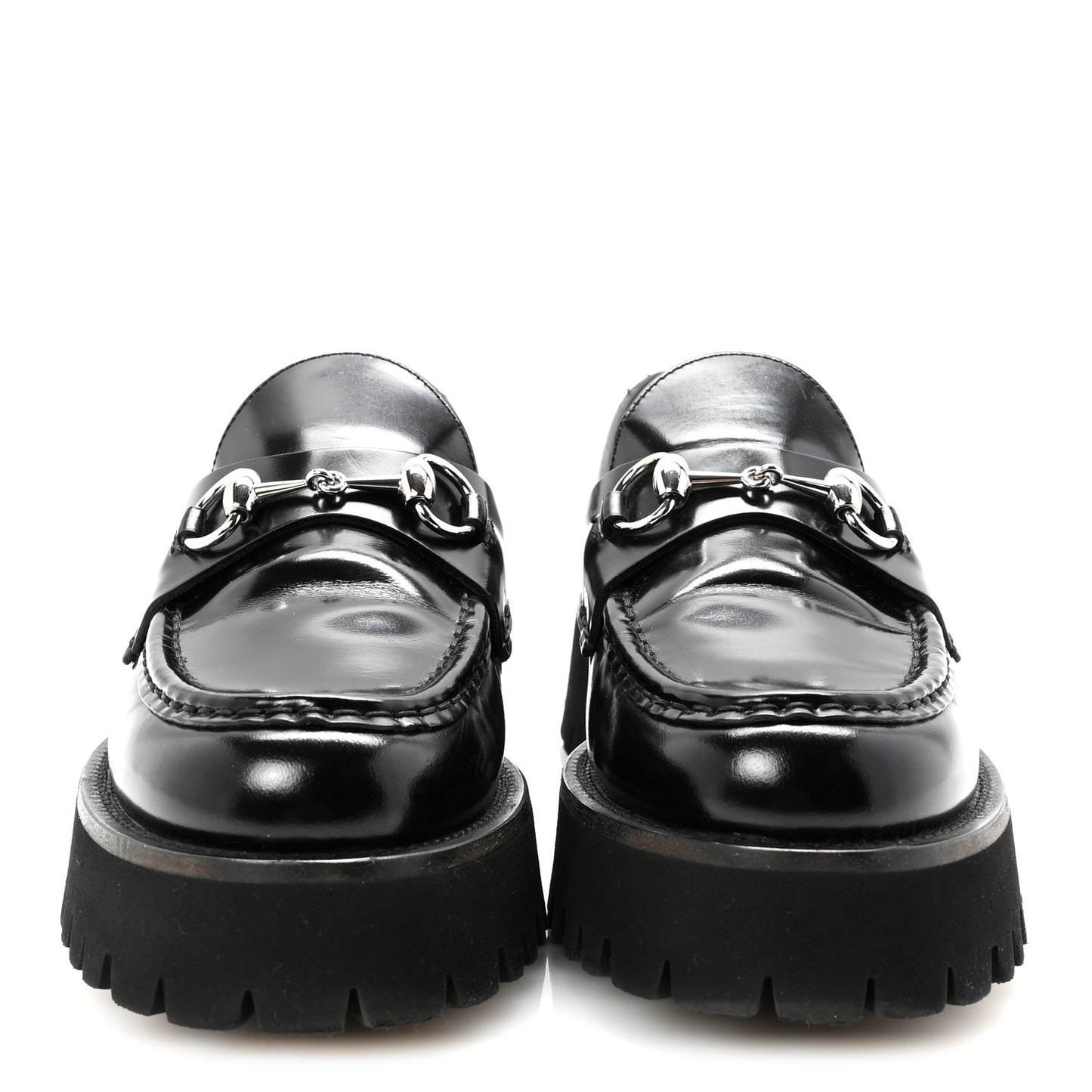 Cordovan Lux Womens Horsebit 45mm Platform Loafers 39 Black