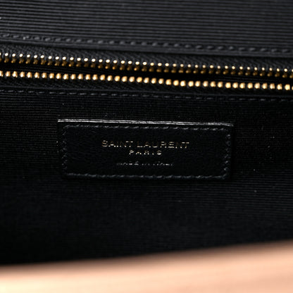 Saint Laurent Grain De Poudre Textured Mixed Matelasse Triquilt Large Monogram Satchel Natural Tan 9 of 9