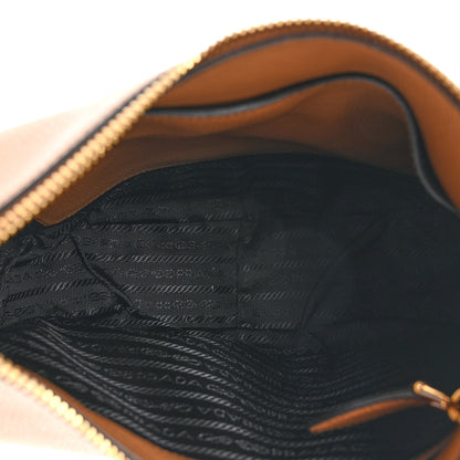 Prada Vitello Phenix Zippered Messenger Hobo Cammeo 5 of 10