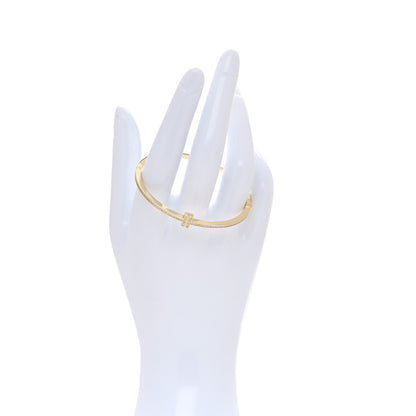Tiffany 18K Yellow Gold Diamond T Hinged Wire Bangle Bracelet 2 of 8