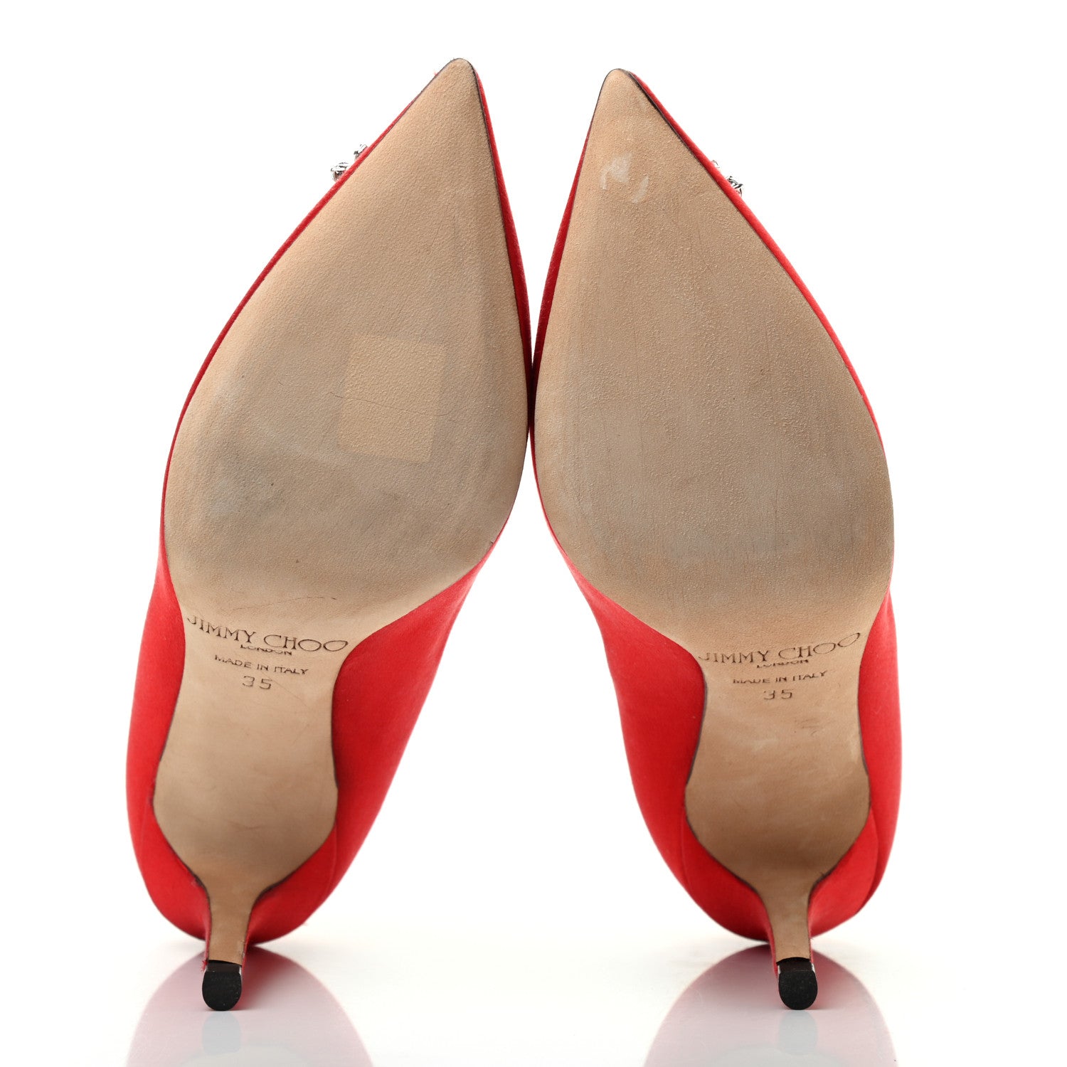 Jimmy Choo Satin Crystal Mamey Pumps 35 Red 5 of 7