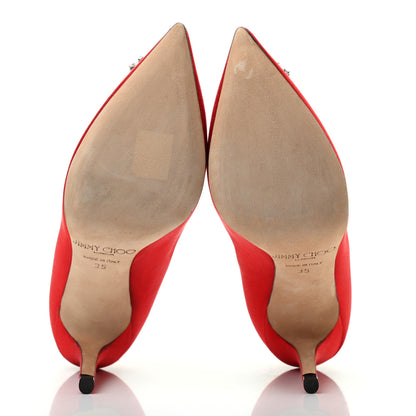 Jimmy Choo Satin Crystal Mamey Pumps 35 Red 5 of 7