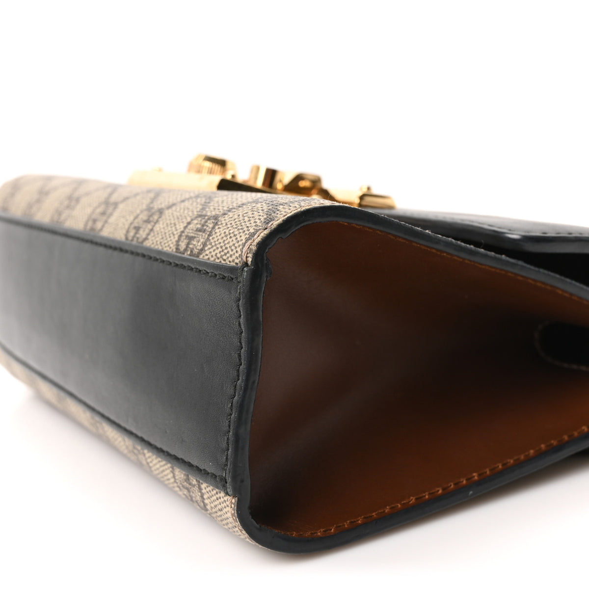 GG Supreme Monogram Calfskin Small Padlock Shoulder Bag Beige Black Cuir