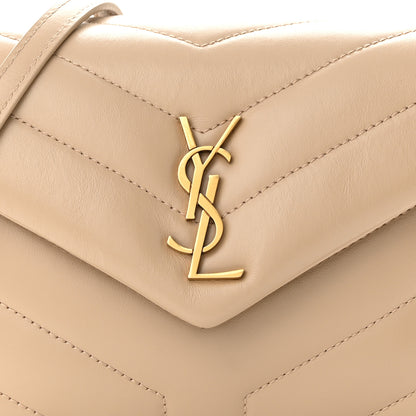 Saint Laurent Calfskin Y Quilted Monogram Toy Loulou Crossbody Bag Dark Beige 7 of 9