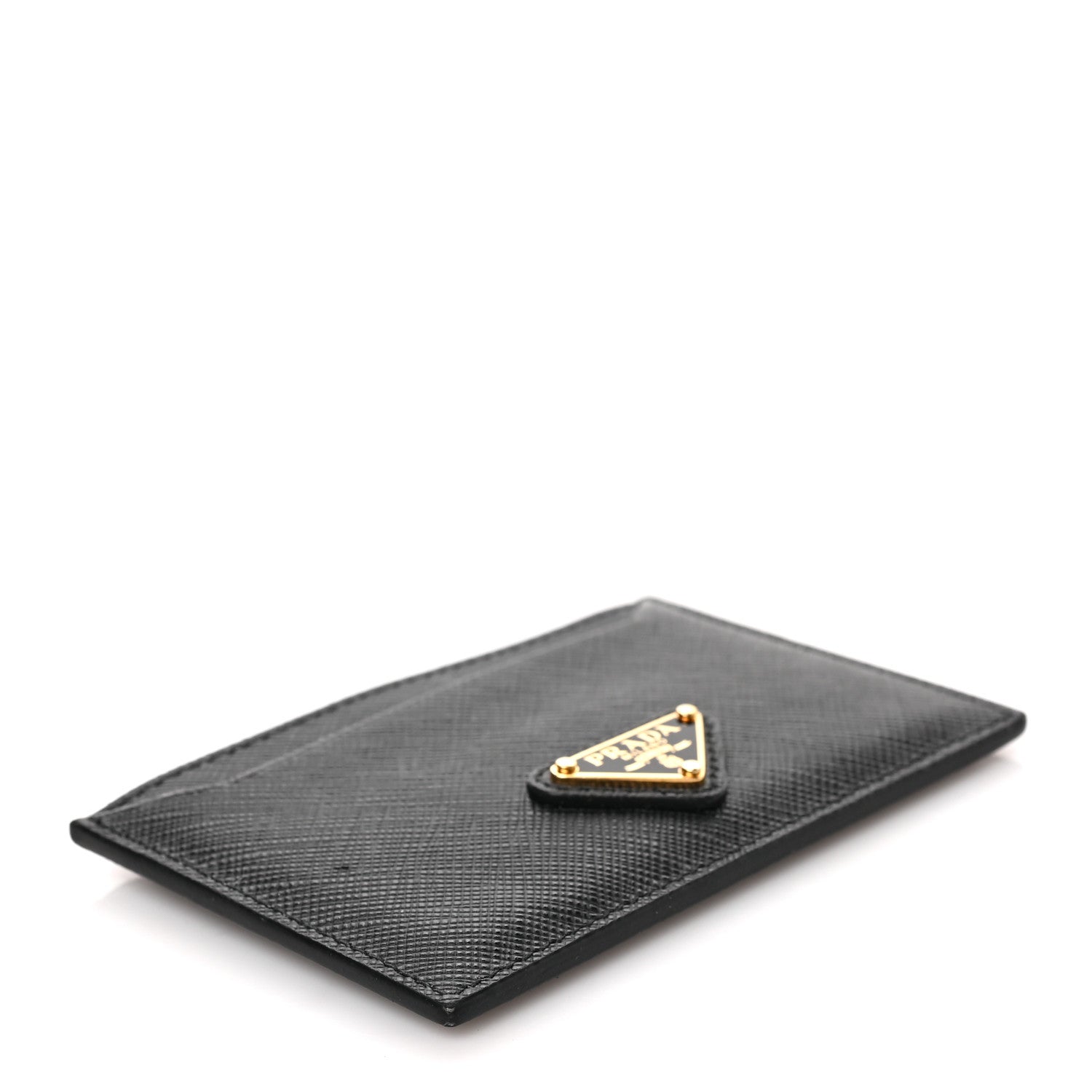 Prada Saffiano Triangle Card Holder Black 4 of 5