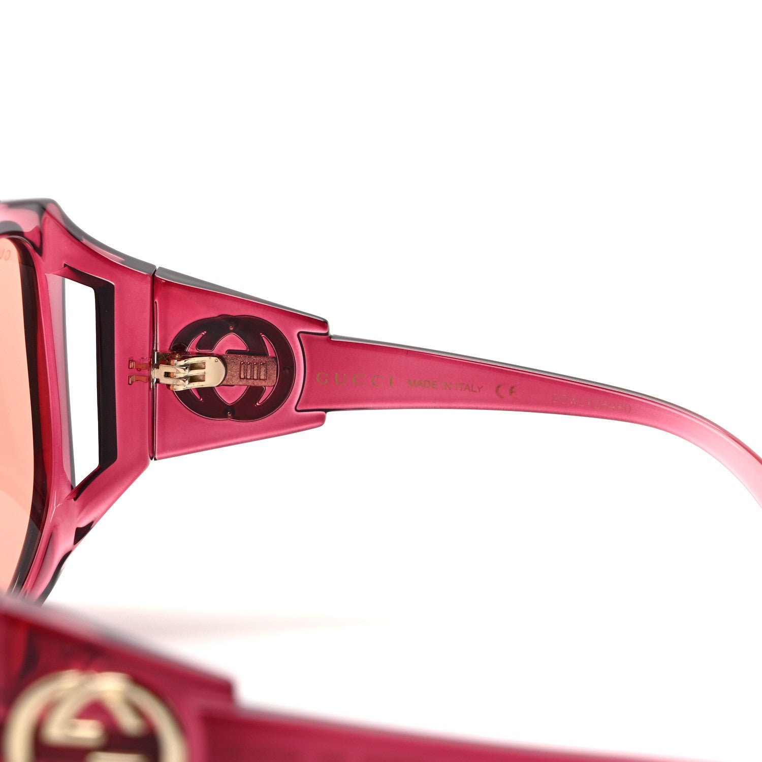 Gucci Acetate Round Sunglasses GG0875S Burgundy Orange 5 of 8