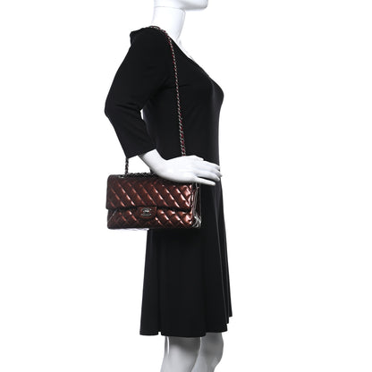 Chanel Striated Patent Quilted Medium Double Flap Burgundy 2 of 14