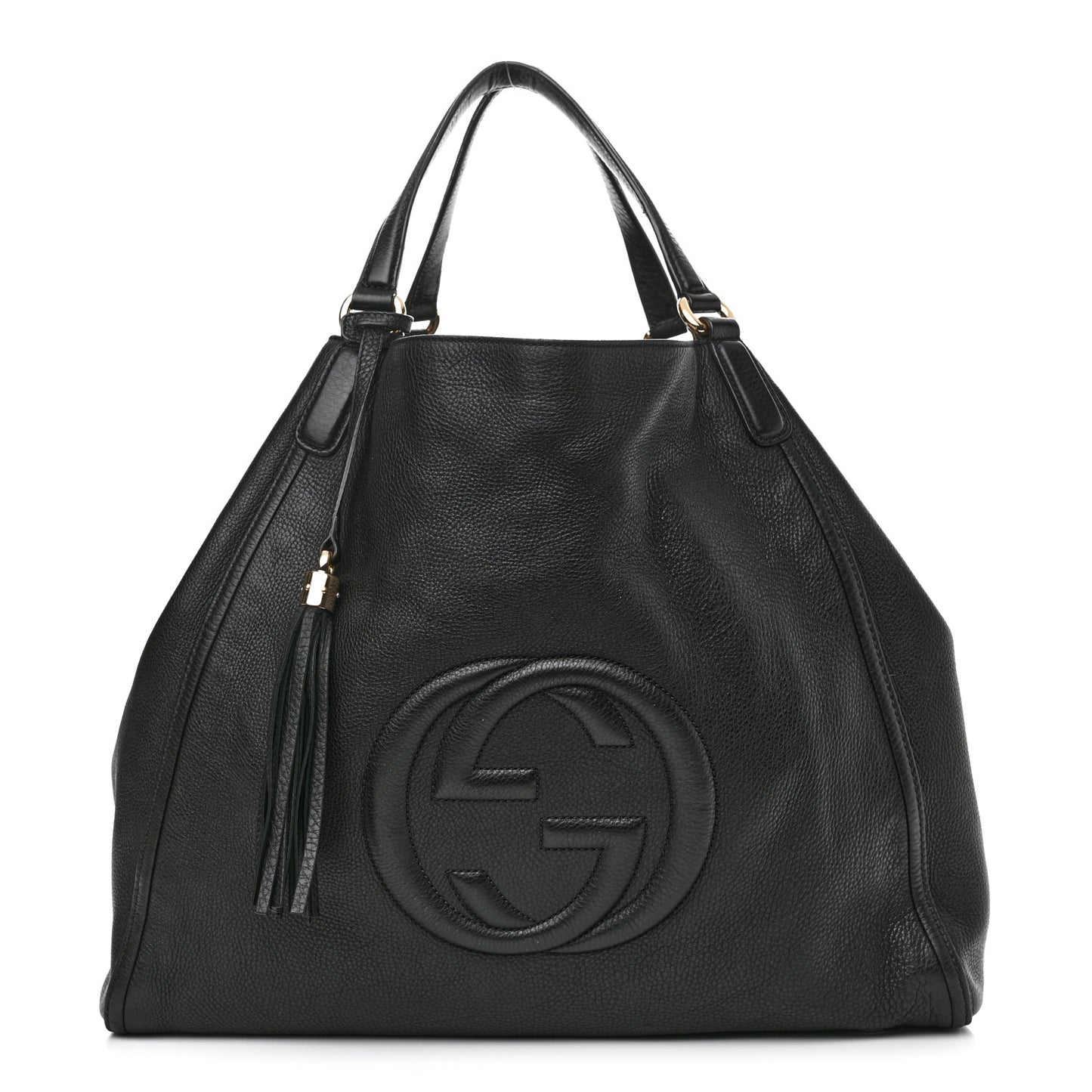 Pebbled Calfskin Large Soho Shoulder Bag Black