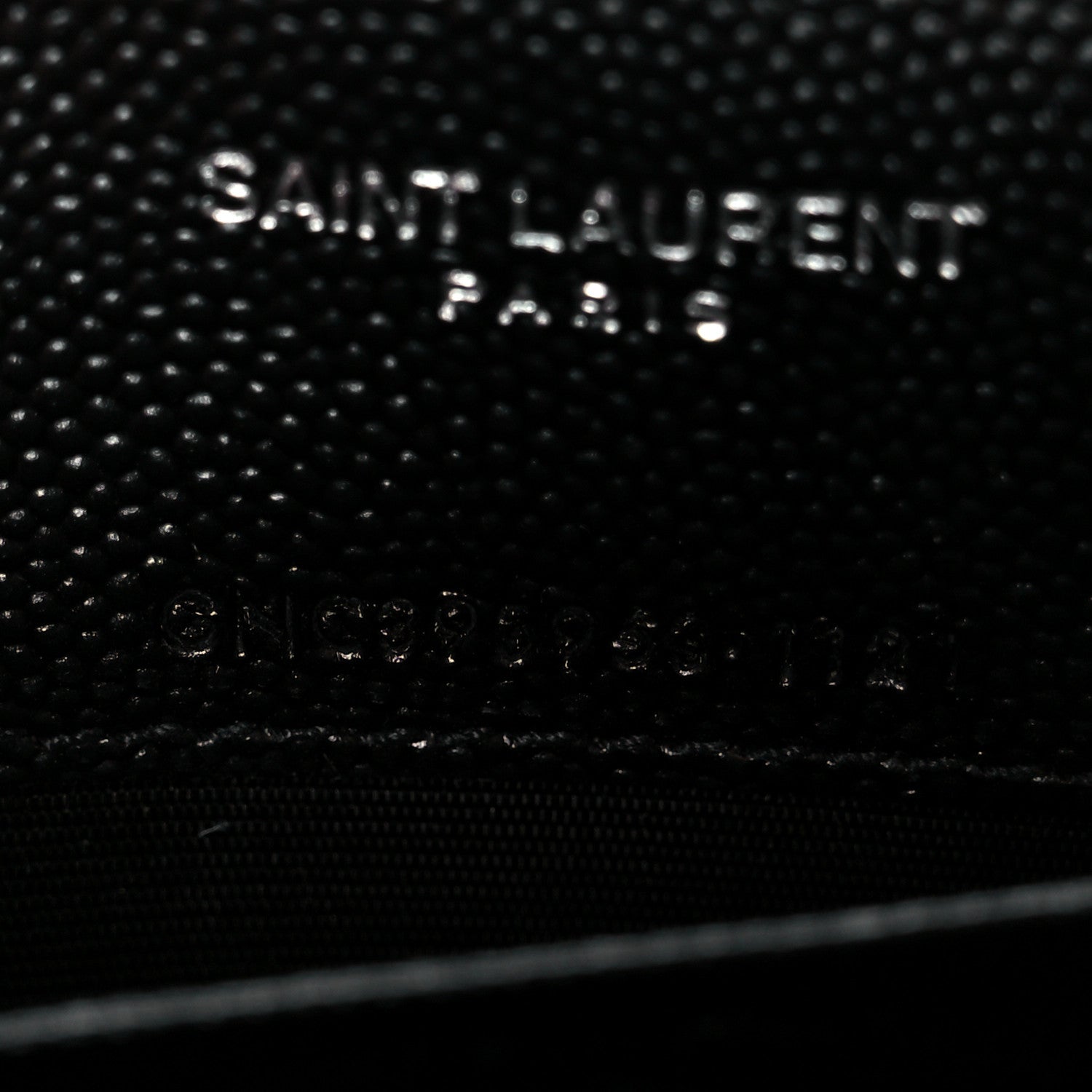 Saint Laurent Grain De Poudre Matelasse Chevron Monogram Envelope Chain Wallet Black 7 of 11