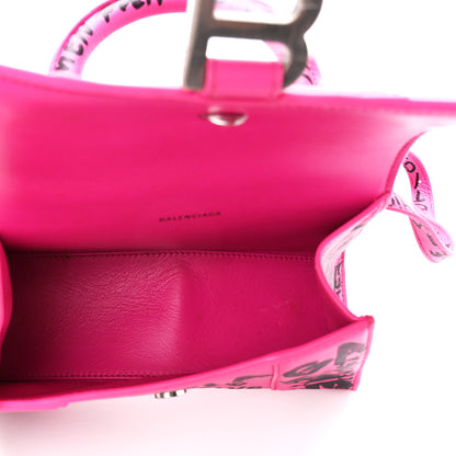 Balenciaga Smooth Calfskin Graffiti Hourglass Top Handle Bag XS Acid Fuchsia Black 5 of 10