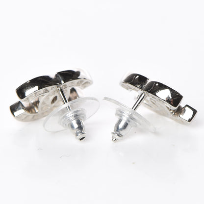 Chanel Baguette Crystal CC Earrings Silver 4 of 6
