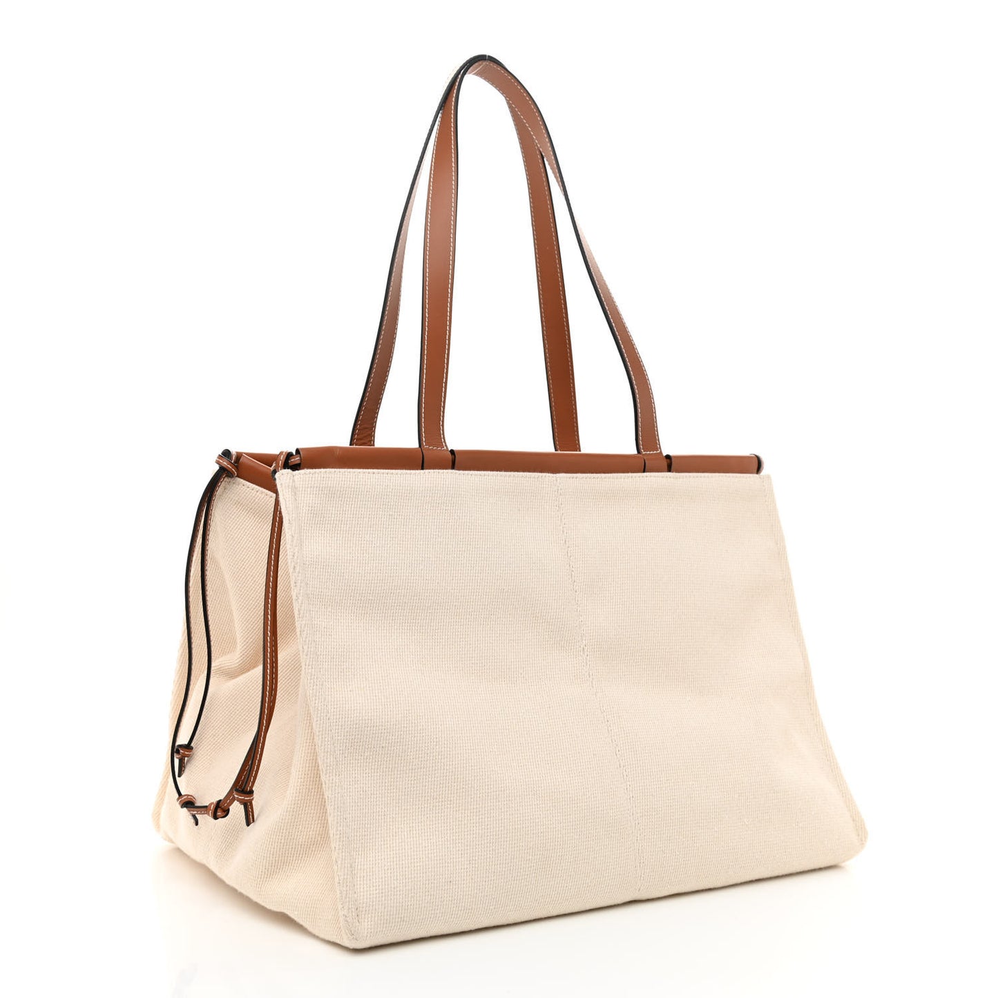 Canvas Calfskin Cushion Tote Beige