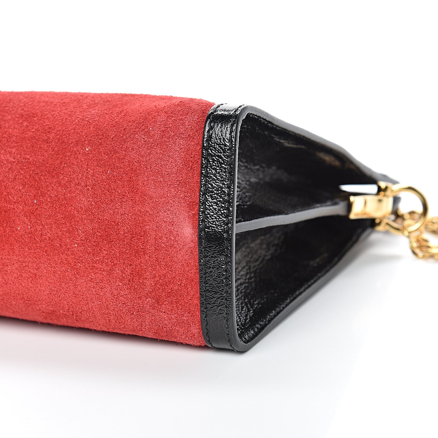 Gucci Suede Patent Web Small Ophidia Chain Shoulder Bag Hibiscus Red Black 10 of 14