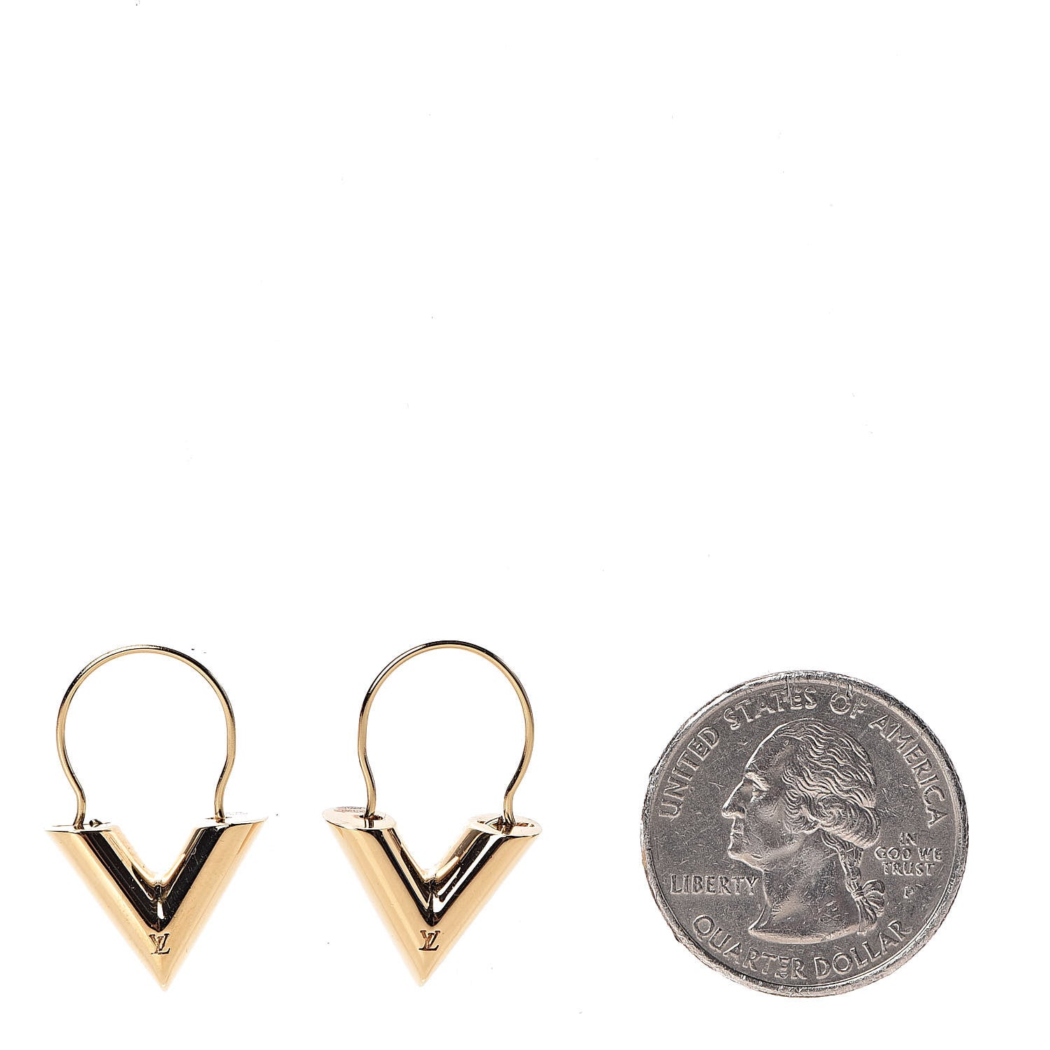 Louis Vuitton Brass Essential V Hoop Earrings Gold 2 of 6