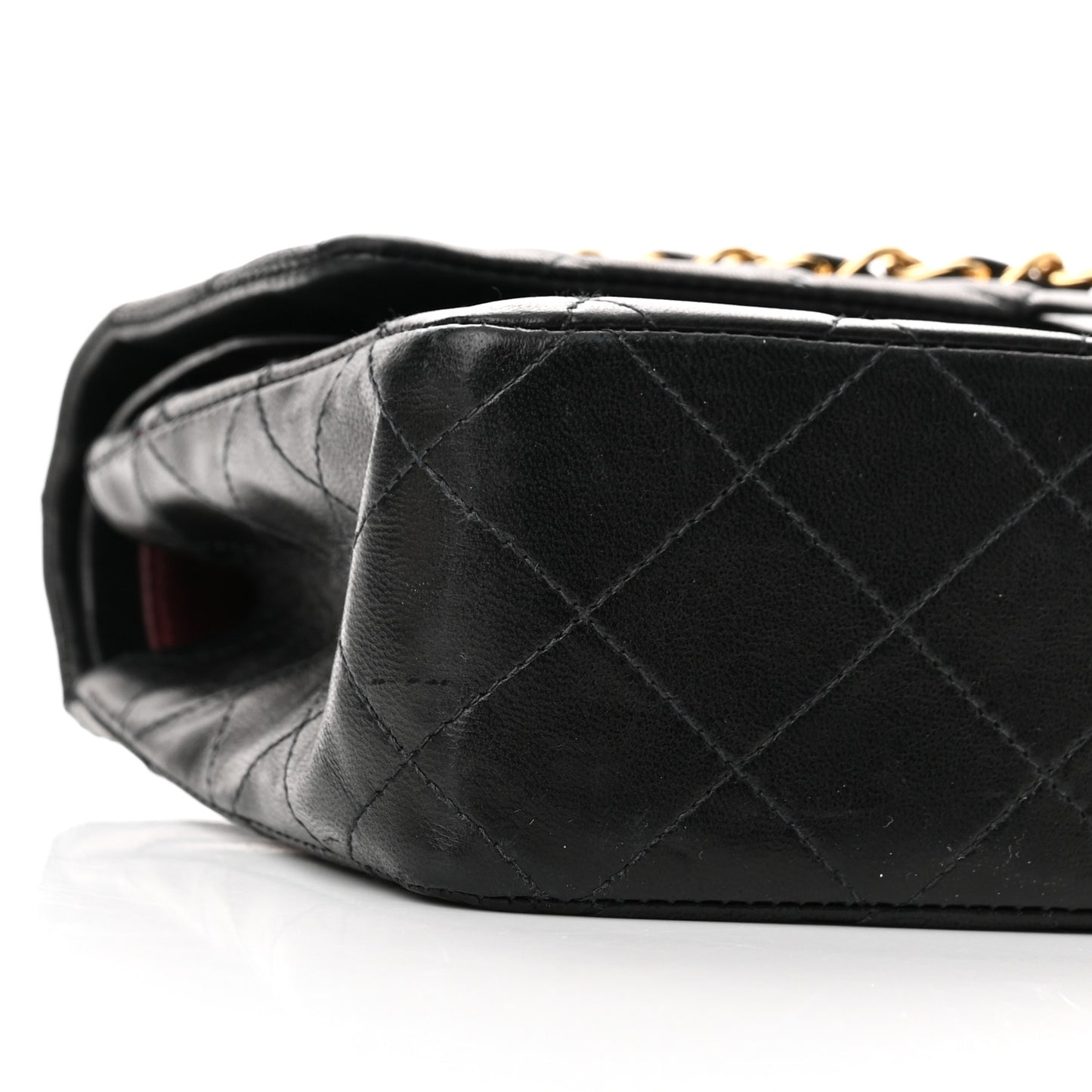 Lambskin Quilted Medium Double Flap Black