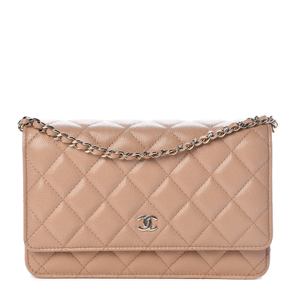 Chanel Caviar Quilted Wallet On Chain WOC Beige 1 of 12
