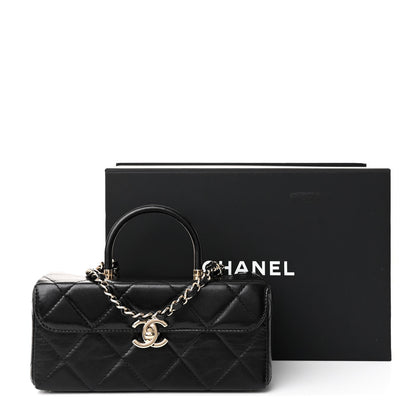 Chanel Shiny Calfskin Quilted Top Handle Box Bag Black 11 of 11