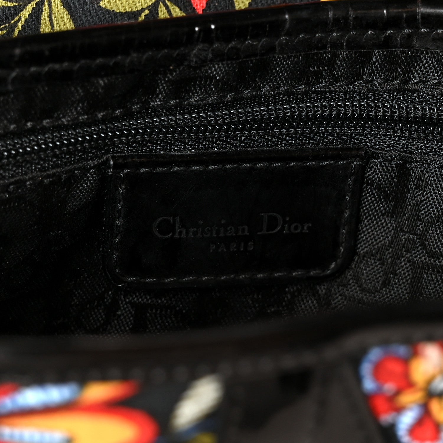 Christian Dior Canvas Floral Saddle Bag Black 6 of 10