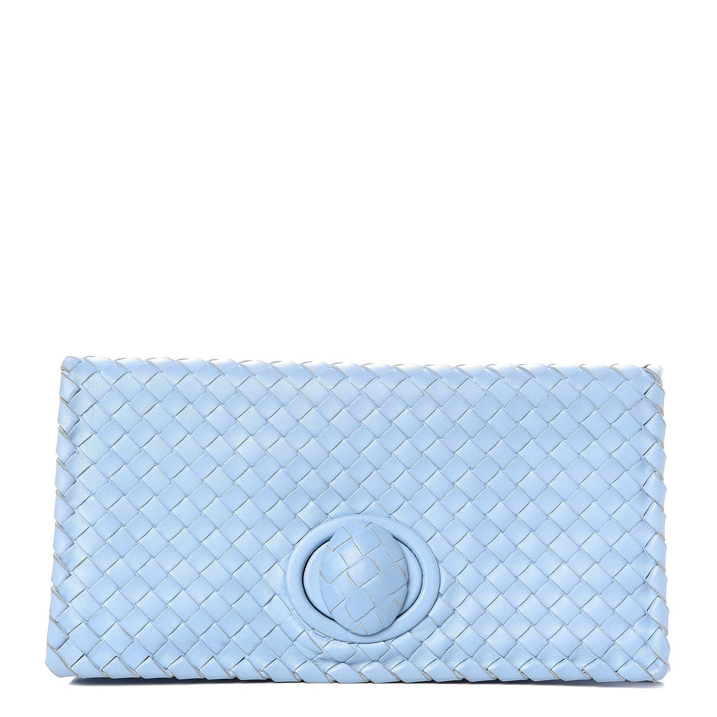 Nappa Intrecciato Turnlock Clutch Light Blue