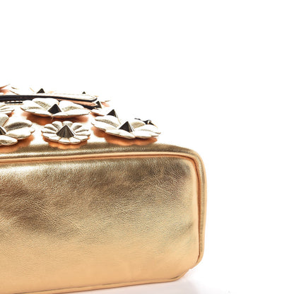 Fendi Vitello Catalan Mirror Flowerland Backpack Gold 8 of 9