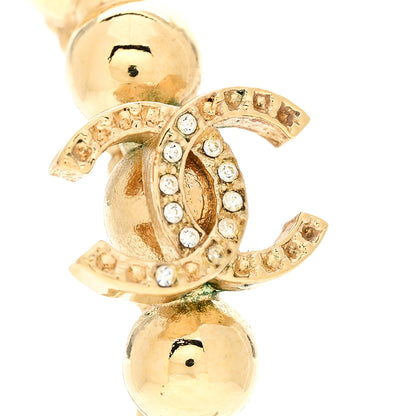 Chanel Crystal Bead CC Hoop Earrings Gold 6 of 6