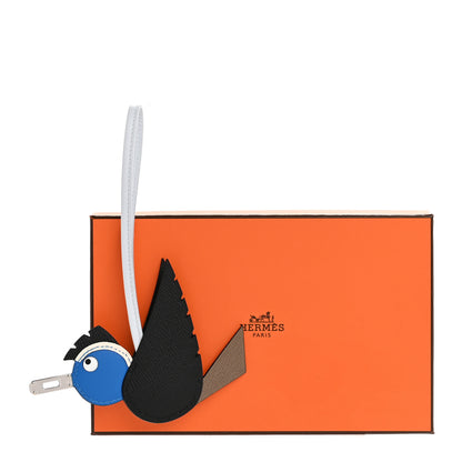 Hermes Epsom Swift Chevre Mysore Birdy Bag Charm Black Etoupe Bleu Hydra Bleu Brume 5 of 5
