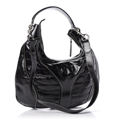 Gucci Patent Calfskin Medium Snow Glam Hobo Black 3 of 13