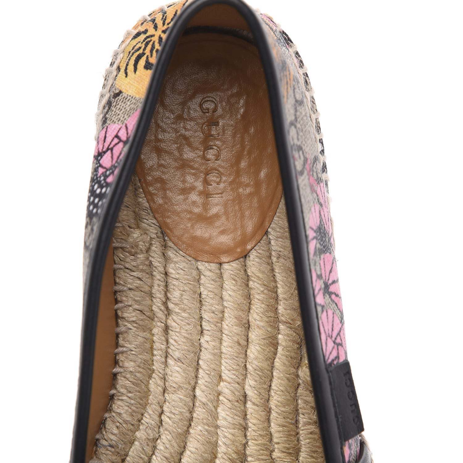 Gucci GG Supreme Monogram Bengal Espadrilles 37 Beige Crop Pink 6 of 8