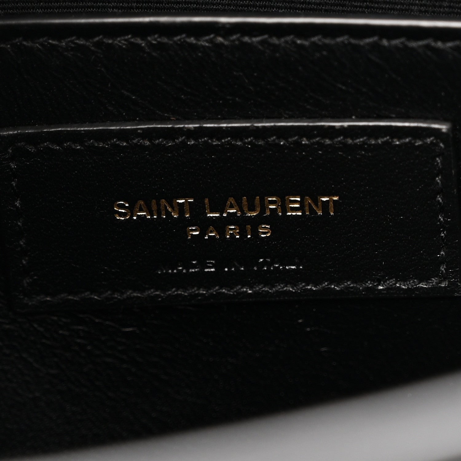 Saint Laurent Shiny Calfskin Crocodile Embossed Manhattan Baguette Black 6 of 11