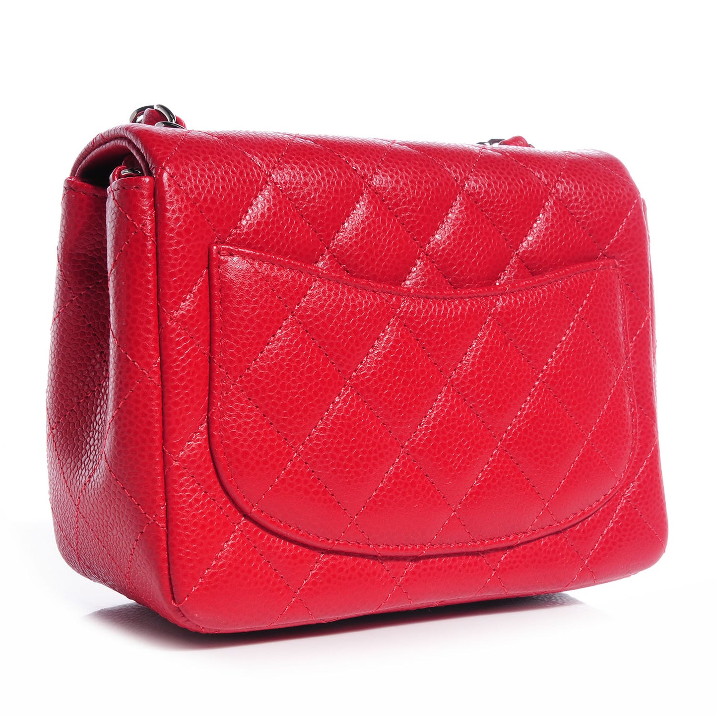 Caviar Quilted Mini Square Flap Red
