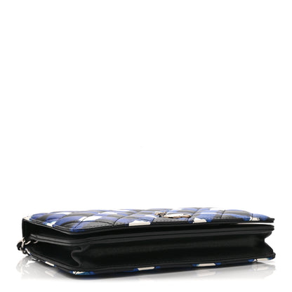 Chanel Printed Lambskin Airlines Wallet On Chain WOC White Blue Black 4 of 13