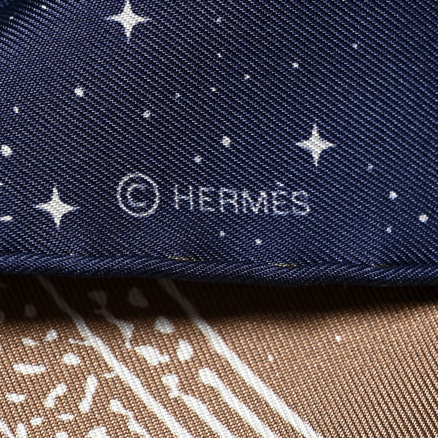 Hermes Silk Clair De Lune Double Face Scarf 90 Marine White Beige 5 of 7